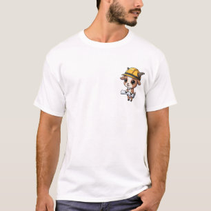 T-shirt Ouvrier de construction chèvre marron mignonne