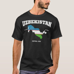 T-shirt Ouzbékistan Drapeau Et Carte L'Ouzbékistan Coordon