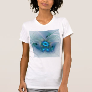 T-shirt Ovations debout, fractale abstraite bleu turquoise