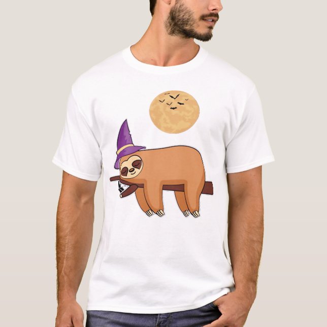 T-Shirt Oversized Sorcière Halloween Paresseux (Devant)