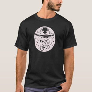 T-shirt OVNI Alien avec vélo.