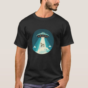 T-shirt OVNI drôle qui aspire une vache pour un rire cosmi