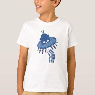 T-shirt OVNI octopique bleu Kawaii