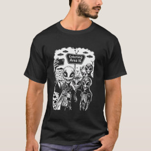 T-shirt OVNI PANI Drôle Heureux Aliens Prenant Selfie Entr