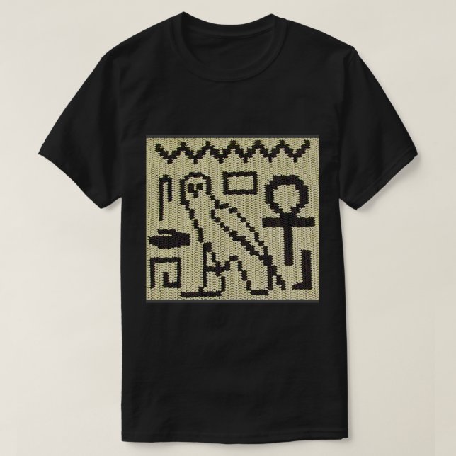T-shirt Owl Ankh Hieroglyphes Crochet Artistique naturel I (Design devant)
