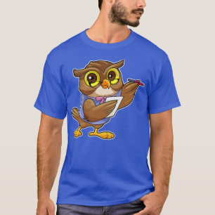 T-shirt Owl en tant que secrétaire avec stylo à bille