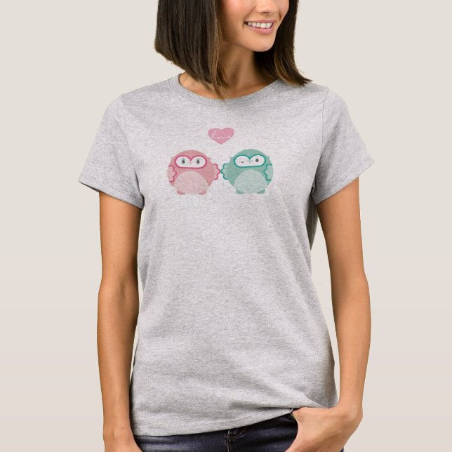 T-shirt OWL LOVE :: fille douce + garçon (Devant)