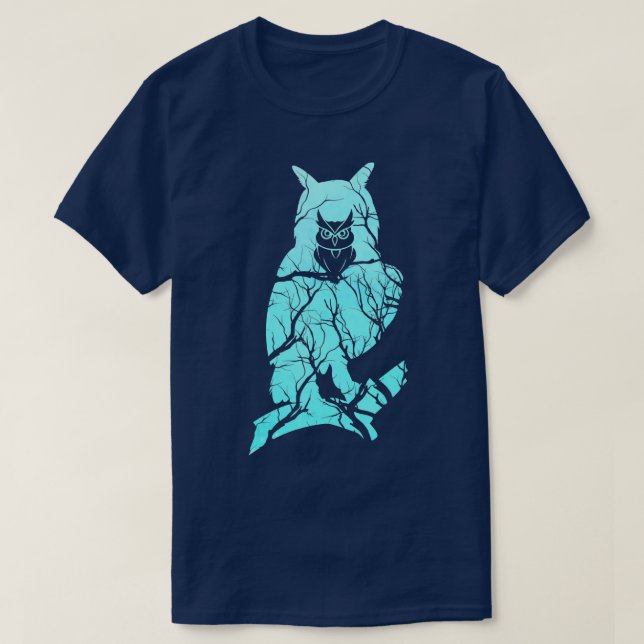 T-shirt Owl Silhouette Forêt Pastel Oiseau (Design devant)