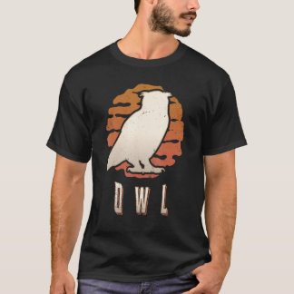 T-shirt Owl Vintage Retro Classic Animal Sunset