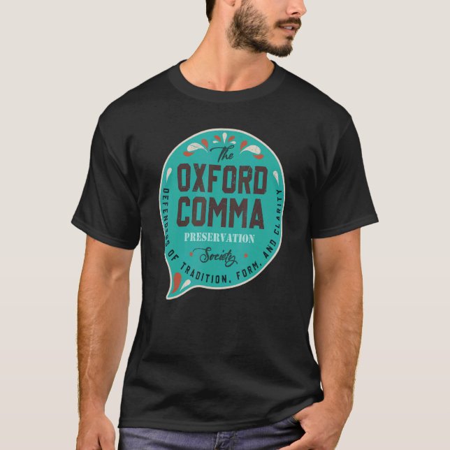 T-shirt Oxford Comma Club Grammar Police Book Enthousiaste (Devant)