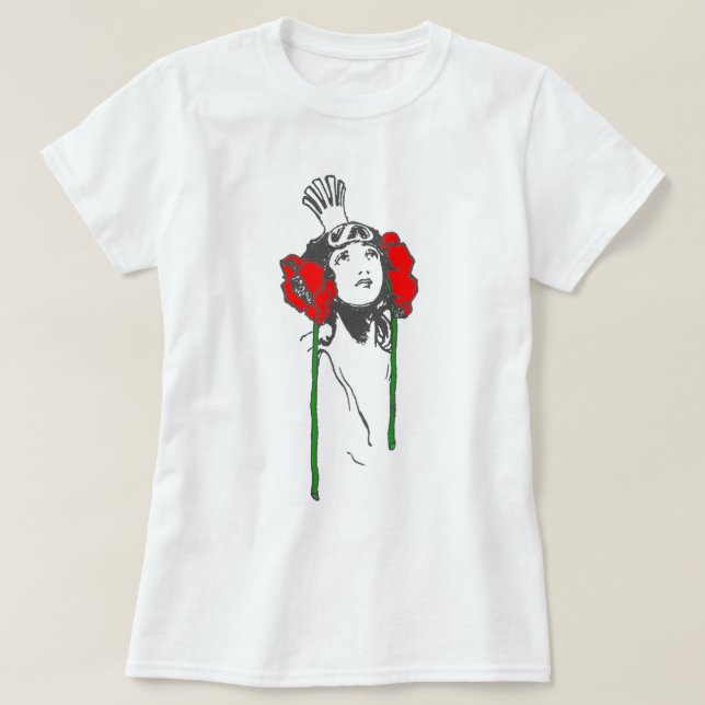 T-shirt Ozma Oz, les coquelicots rouges de la reine d'Art  (Design devant)