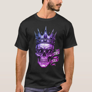 T-shirt Ozzy Lives Skull Glasses Crown Biker Tattoo Purple