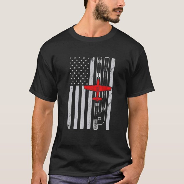 T-shirt P51 Mustang 2ème guerre mondiale Avion Drapeau Amé (Devant)