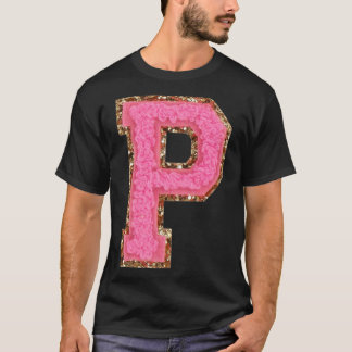 T-shirt P - Parties scintillant Bubblegum Varsity Lettre P