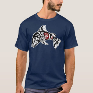 T-shirt Pacifique Côte du Nord-Ouest Saumon conception poi
