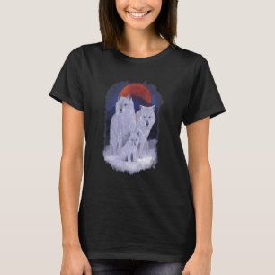 T-shirt Pack Animal Famille Wolf Avec Montagnes Et Lune Ba