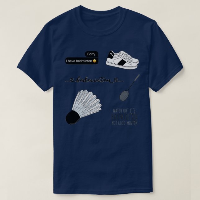 T-shirt Pack d'aquarelle noir Badminton T (Design devant)