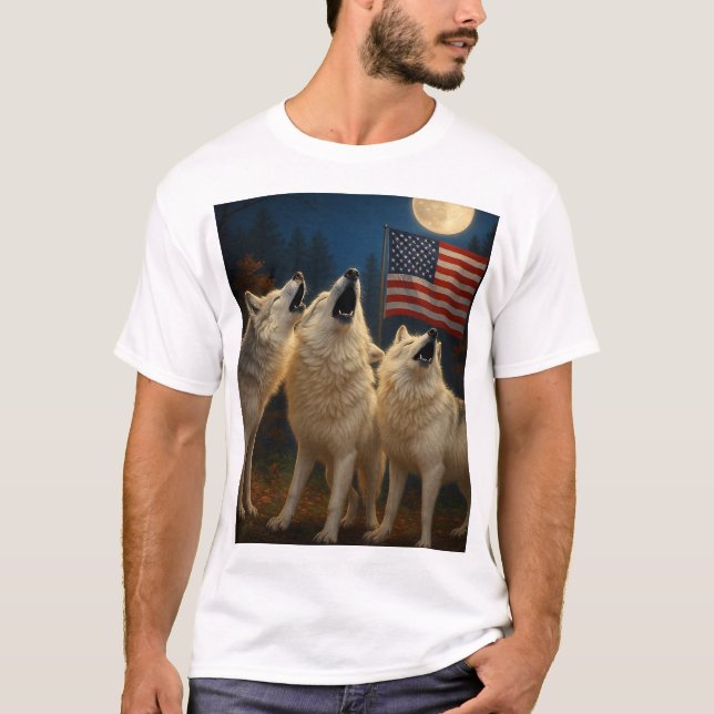 T-shirt Pack de loup américain (Devant)