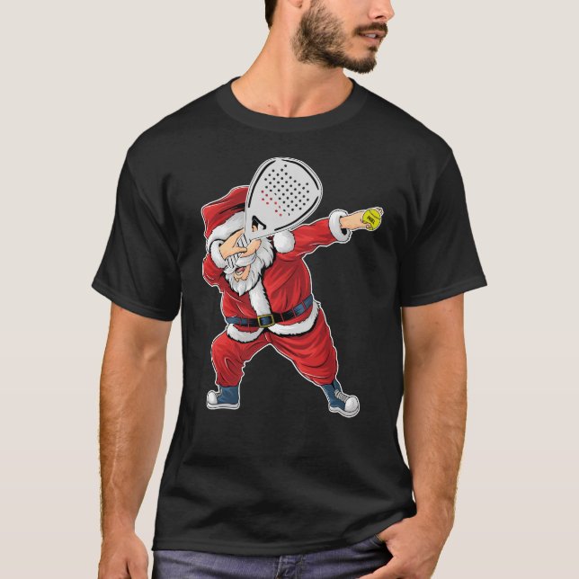 T-shirt Padel Tennis Santa Claus Dabbing Padel Noël (Devant)
