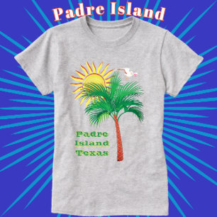 T-shirt Padre Island Texas Palm Tree, Seagull and Sun