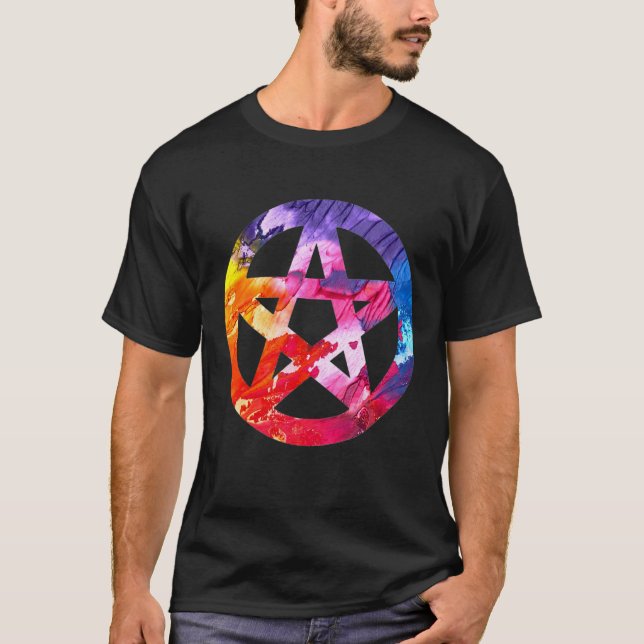 T-shirt Pagan Pentacle coloré (Devant)