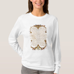 T-shirt Page d'une bible hébraïque avec des oiseaux, 129
