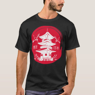 T-shirt pagode en cercle noir culture japonaise Asie art