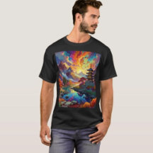 Pagode et paysage coloré 