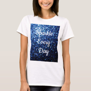 T-shirt Paillettes bleu foncé scintillement texte personna