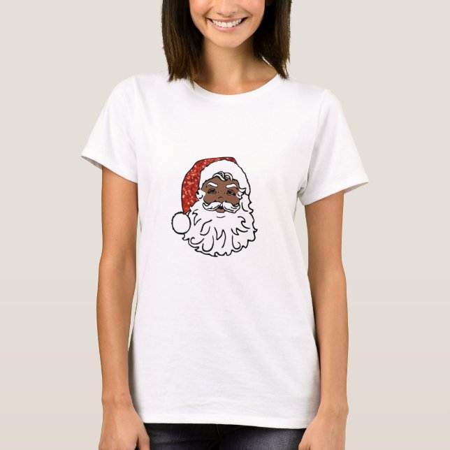 T-shirt paillettes noir santa claus (Devant)