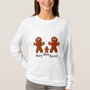 T-shirt Pain d'épice de Noël Famille de trois dames LS