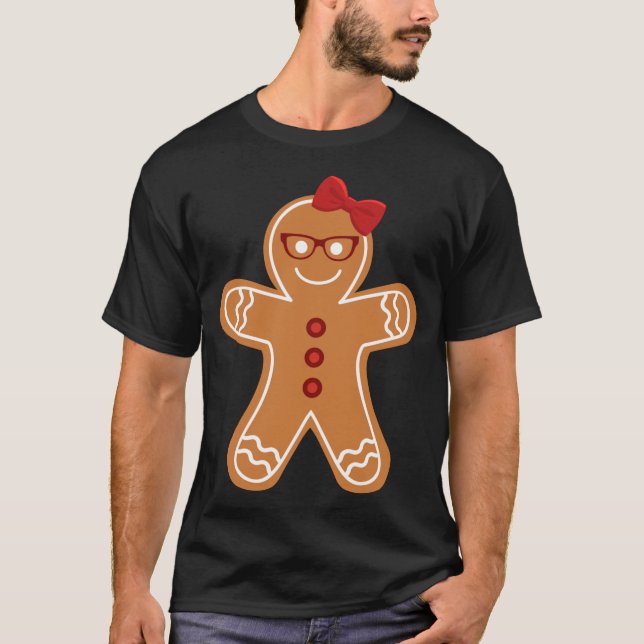 T-shirt Pain d'épices Fille Noël Cookie Cute Enseignant Ne (Devant)