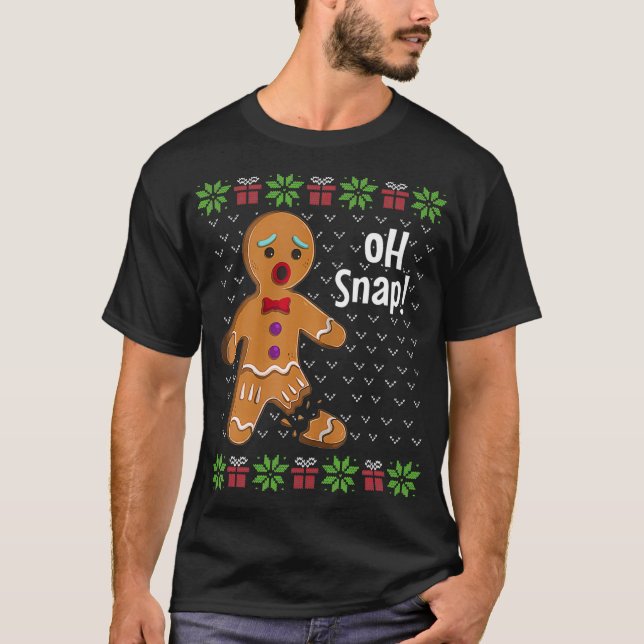 T-shirt Pain d'épices Homme Oh Snap Funny mignon fêtes moc (Devant)