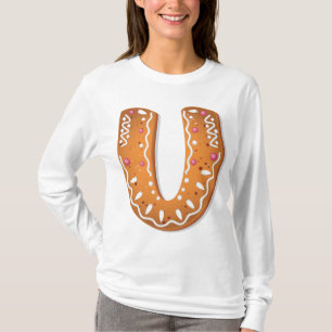 T-shirt Pain d'épices Lettre U Monogramme Gâteau de fêtes