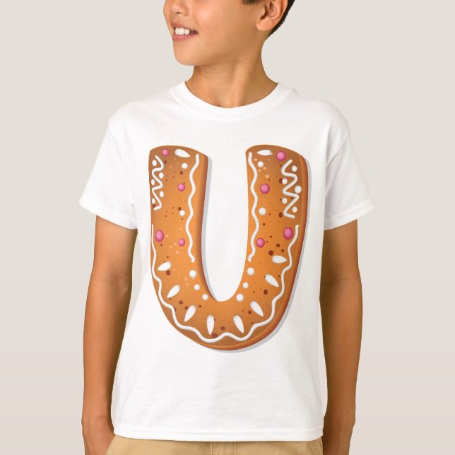 T-shirt Pain d'épices Lettre U Monogramme Gâteau de fêtes (Devant)