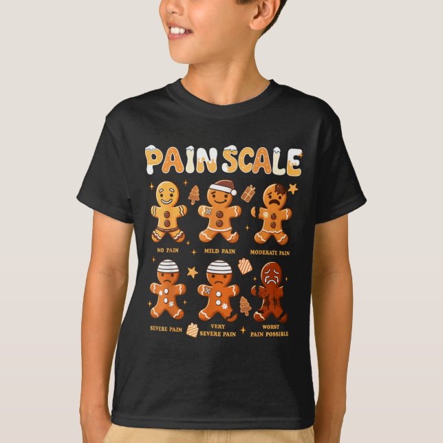 T-shirt Pain Scale Funny Gingerbread Man Christmas Nurse H (Devant)