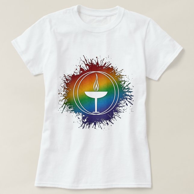 T-shirt Paint Splatz LGBT Arc-en-ciel Universalisme Unitai (Design devant)