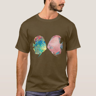 T-shirt Paire colorée de Poisson de Disque Bondé