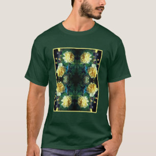 T-shirt Paire de fleurs de rose jaune Abstrait