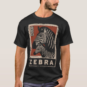 T-shirt Paire Zebra avec les rayures rétro et le soleil ro