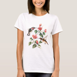 T-shirt Paires florales vintages douces de colibris
