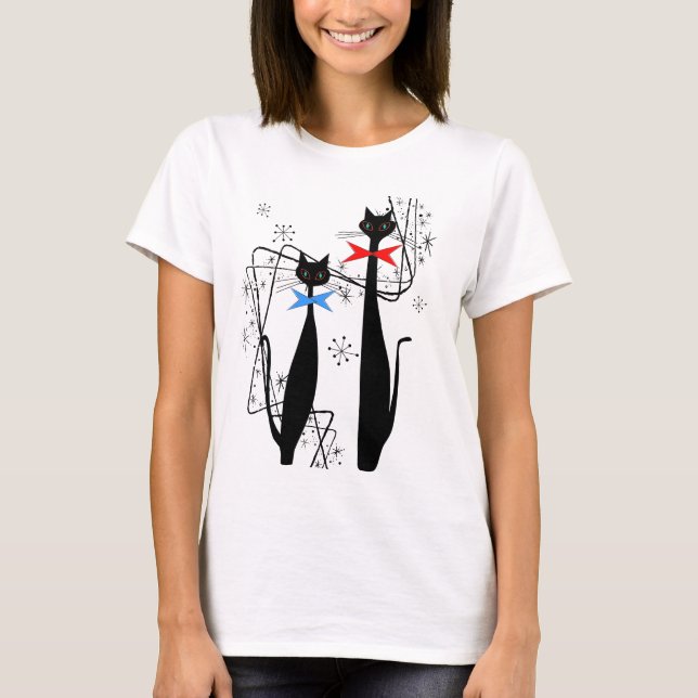 T-shirt Paires fraîches de chat de MCM de rétro ère (Devant)