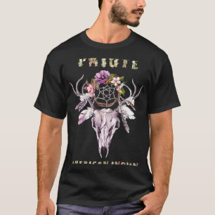 T-shirt Paiute American Indian Tribe BOHO Floral Skull Ret