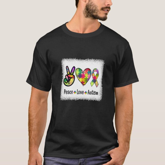 T-shirt Paix Aime L'Autisme En Avril Nous Portons Le Bleu  (Devant)