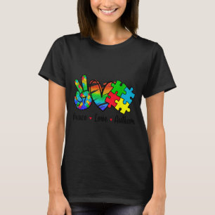 T-shirt Paix Amour Autisme en avril Porter du bleu pour l'