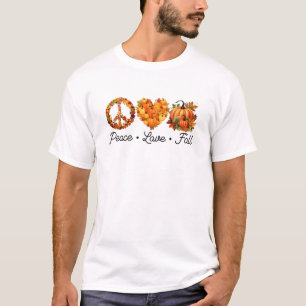 T-shirt Paix, amour, automne - Citrouilles