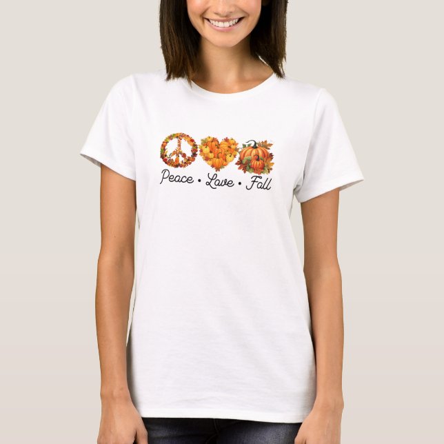 T-shirt Paix, Amour, Automne - Vibes d'automne douillettes (Devant)