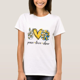 T-shirt Paix Amour Cheerleading Bleu Jaune
