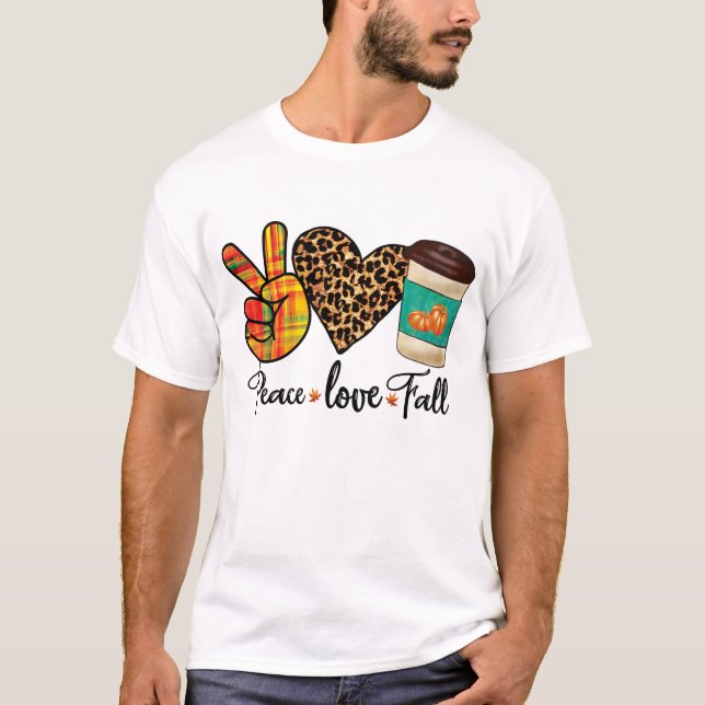 T-shirt Paix, Amour, Chute Leopard Citrouille Épice Latte (Devant)