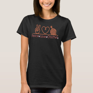 T-shirt Paix Amour Crochet, Cadeau de Hobby 